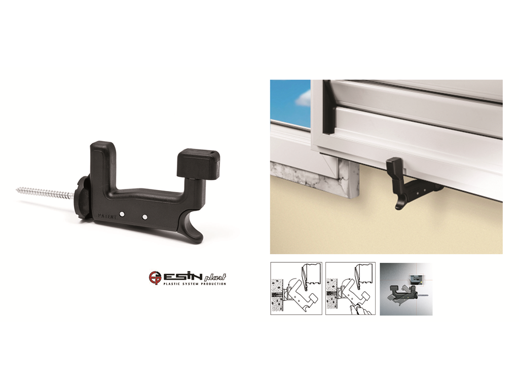 esi-supertop grillo.png FERMAIMPOSTA SUPER TOP GRILLO AUTOMATOMATICO NERO CON VITE mm.70-120-150 prodotto da ESINPLAST - immagine 1